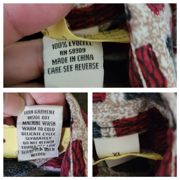 Retro Threads Red/Blue Color Block Button Front Shirt Sz XL Short Sleeve Lyocell - Picture 10 of 12